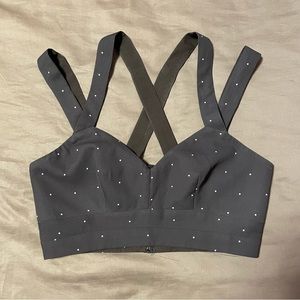 Fame and Partners Black Criss Cross Polka Dot Crop Top